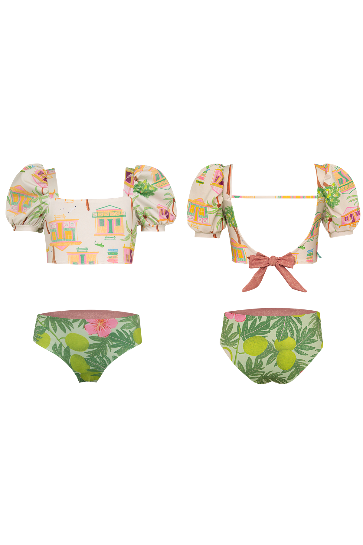 CASITAS ISLEÑAS ARENA - VESTIDO DE BAÑO DOS PIEZAS PARA NIÑA - BUBBLE