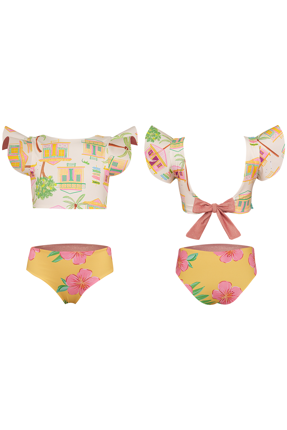 CASITAS ISLEÑAS ARENA - VESTIDO DE BAÑO DOS PIEZAS PARA NIÑA - DAYANA