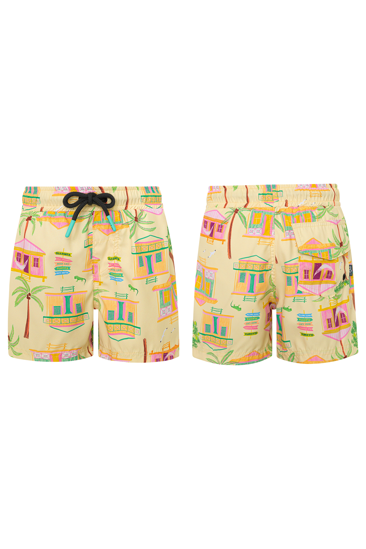 Pantaloneta de baño infantil amarilla para niño con secado rápido