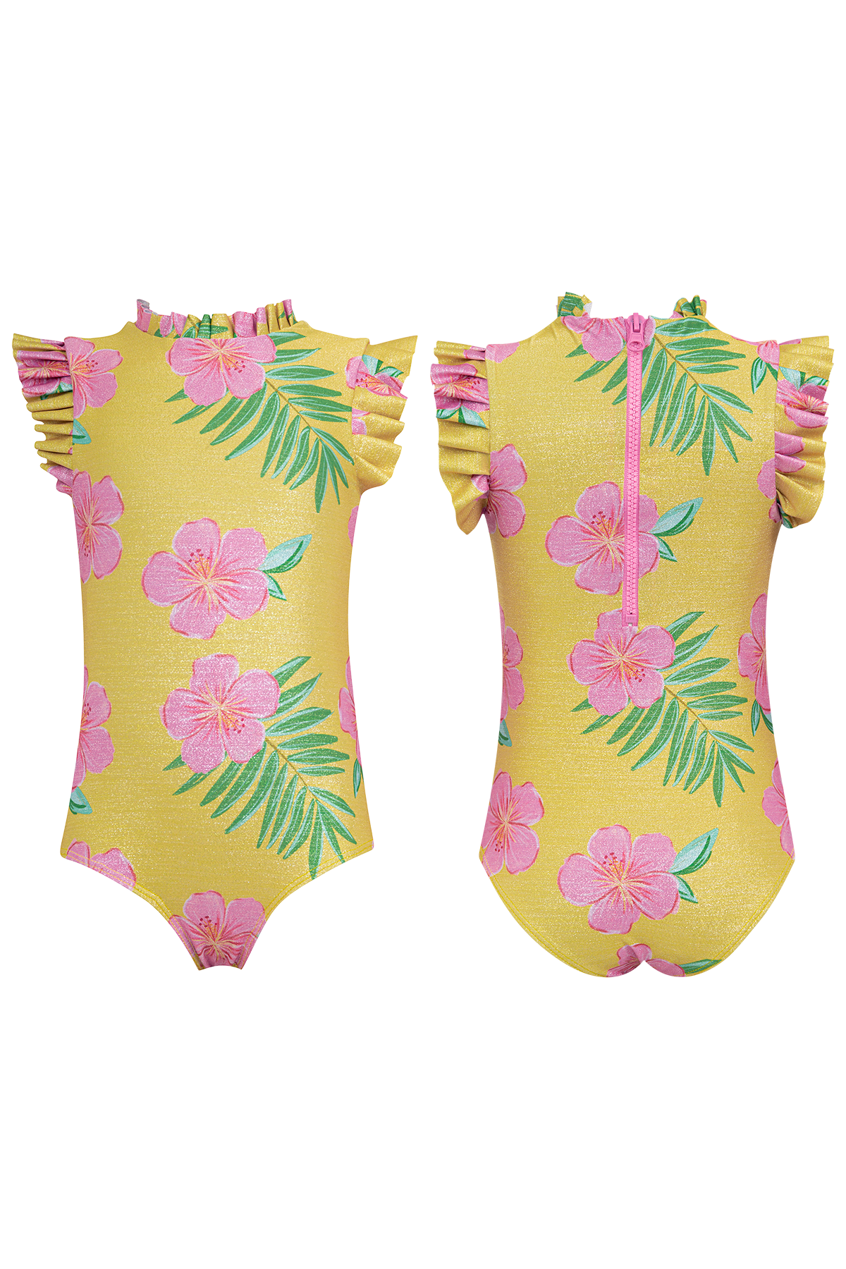 HIBISCUS AMARILLO SHINE - VESTIDO DE BAÑO ENTERIZO PARA NIÑA - ALISSON